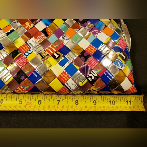 ❤️ Nahui Ollin Hand Woven Candy Wrapper Purse Hand Bag Funky boho ❤️ - Picture 2 of 8